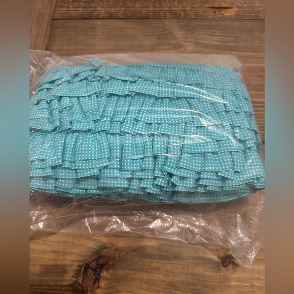 Lot Of 3 (20 Yards Each) White Eyelet Lace Edging Polka Dot Baby Blue, Navy Blue - Picture 9 of 9